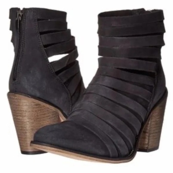 Free People Black/Gray Hybrid Strappy Ankle Booties Women’s Size 38 - Picture 2 of 10